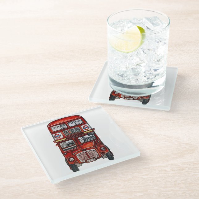 Three Buses Glass Coaster (Angled)