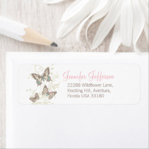 Three butterflies inked art pink wedding