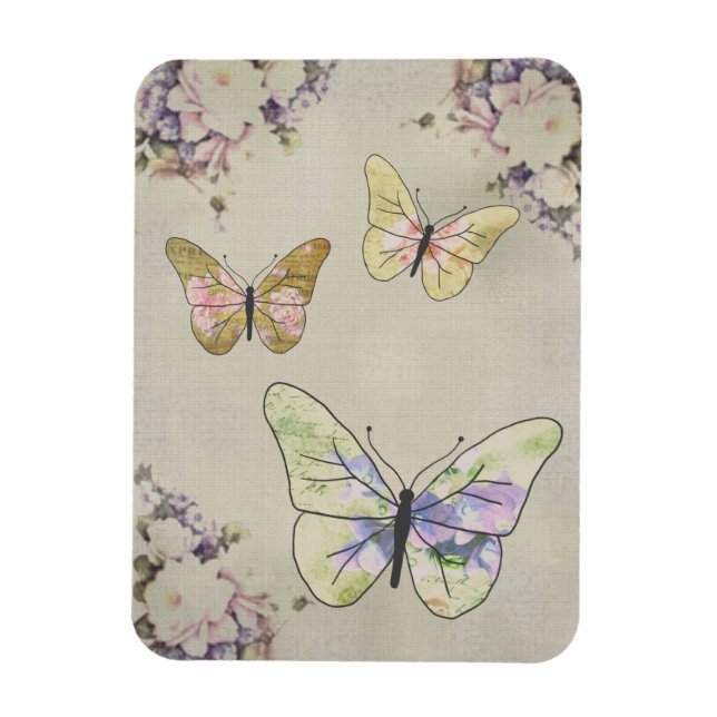 Three butterflies magnet (Vertical)