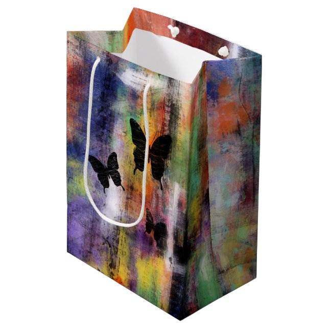Three Butterflies Medium Gift Bag (Front Angled)