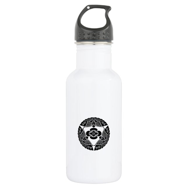Three butterflies with mokko 532 ml water bottle (Front)