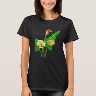 Three Calla Lilies Black Outline T-Shirt