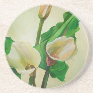 Three Calla Lilies Stunning Botanical Acrylic  Coaster
