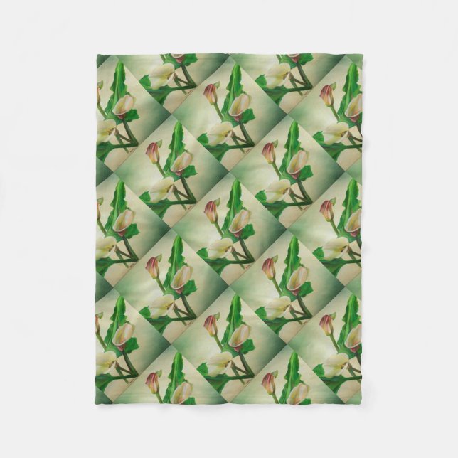 Three Calla Lilies Stunning Botanical Acrylic  Fleece Blanket (Front)