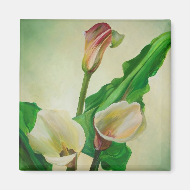 Three Calla Lilies Stunning Botanical Acrylic  Magnet (Front)