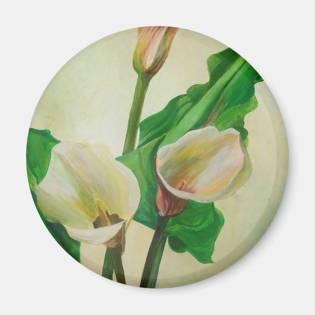 Three Calla Lilies Stunning Botanical Acrylic  Magnet (Front)