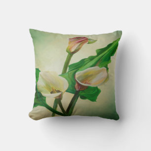 Three Calla Lilies Stunning Botanical Acrylic Throw Pillow