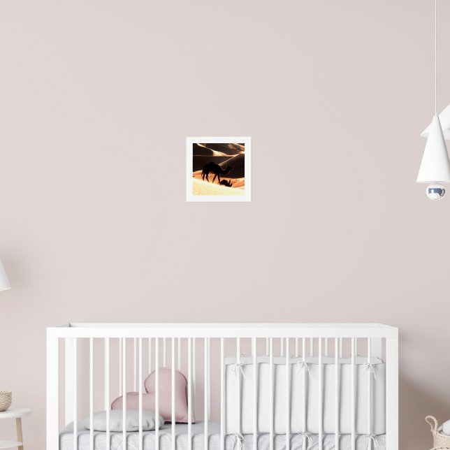 Three Camels Walking Across Sand Dunes  Poster (Nursery 2)