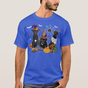 Three Cane Corso Dogs Witch Halloween Mummy Scary  T-Shirt