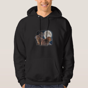 Three Capybaras and Moon Funny Capybara Humor Paro Hoodie