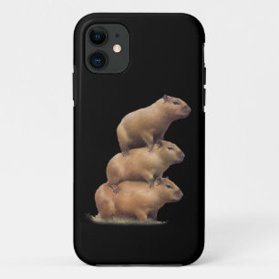 Three Capybaras Funny Capybara Humour Stack Animal iPhone 11 Case