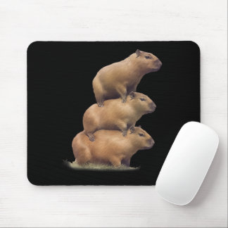 Three Capybaras Funny Capybara Humour Stack Animal Mouse Pad