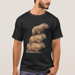 Three Capybaras Funny Capybara Humour Stack Animal T-Shirt