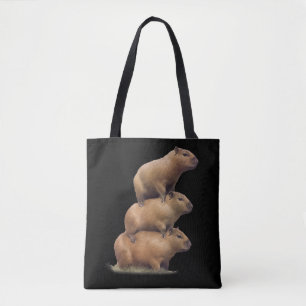 Three Capybaras Funny Capybara Humour Stack Animal Tote Bag