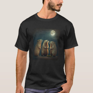Three Capybaras Howling At The Moon T-Shirt