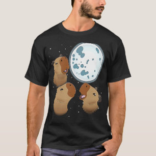 Three Capybaras Moon 3 Capybara Howling At The Moo T-Shirt