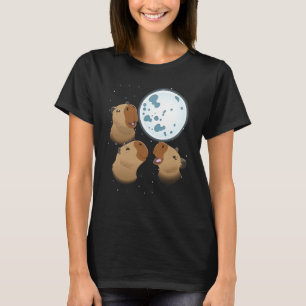 Three Capybaras Moon 3 Capybara Howling At The Moo T-Shirt