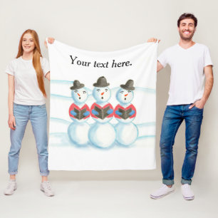 Three Caroling Snowmen Singing, Christmas Blankets