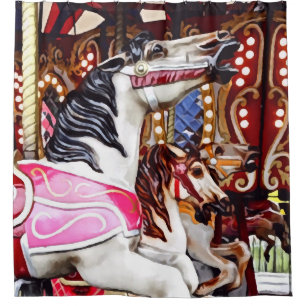 Three Carousel Horses Closeup