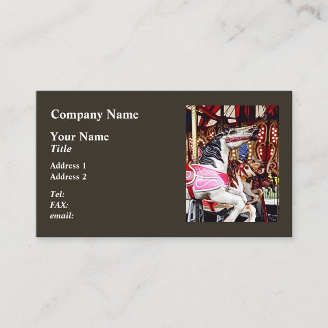 Three Carousel Horses Closeup Business Card (Front)