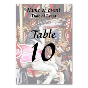 Three Carousel Horses Closeup Table Number