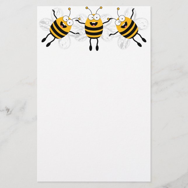 Three Cartoon Bee Stationery (Front)