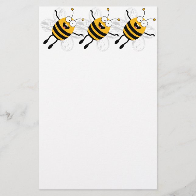 Three Cartoon Bee Stationery (Front)