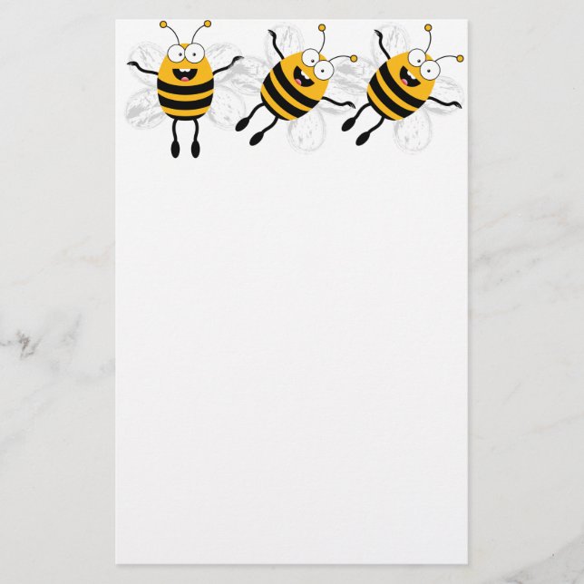 Three Cartoon Bee Stationery (Front)