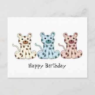 Three Cartoon Leopards Postcard