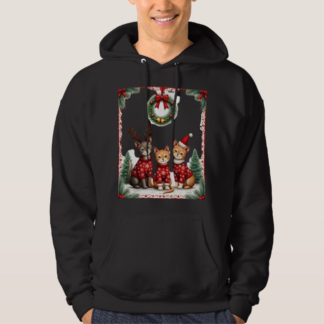 Three Cat Funny Christmas Cat Ugly Xmas Sweater Me (Front)