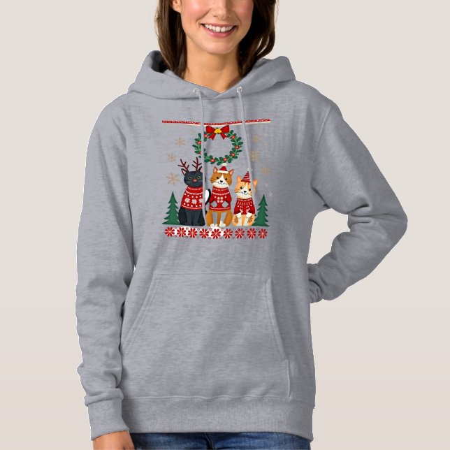 Three Cat Funny Christmas Cat Ugly Xmas Sweater Me (Front)
