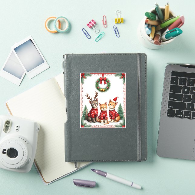 Three Cat Funny Christmas Cat Ugly Xmas Sweater Me (iPad Cover)