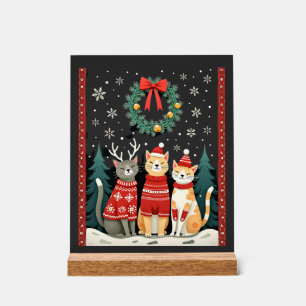 Three Cat Funny Christmas Cat Ugly Xmas Sweater Me Acrylic Sign