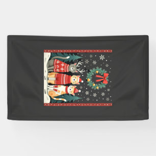 Three Cat Funny Christmas Cat Ugly Xmas Sweater Me Banner
