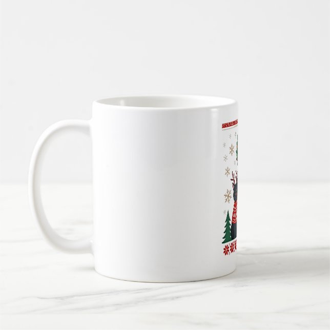 Three Cat Funny Christmas Cat Ugly Xmas Sweater Me Coffee Mug (Left)