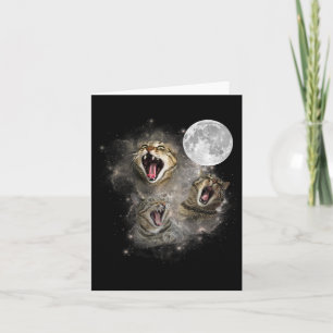 Three Cat Meow Moon Funny Weird Cursed Meme Card