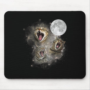 Three Cat Meow Moon Funny Weird Cursed Meme  Mouse Pad
