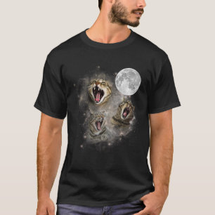 Three Cat Meow Moon Funny Weird Cursed Meme  T-Shirt