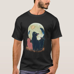 Three Cat Moon Funny Lazy Animals Howling Parody M T-Shirt