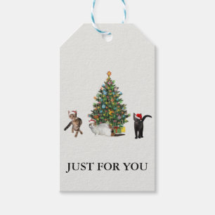 Three Cat Santas Gift Tags