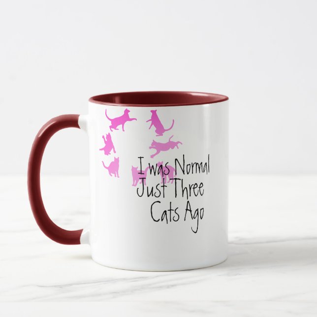 Three Cats Ago Mug - Funny Cat Mom Normal Design (Left)