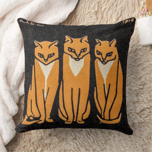 Three Cats by Julie de Graag Throw Pillow