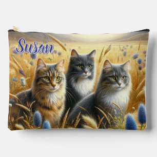 Three Cats Cat Lover  Accessory Pouch