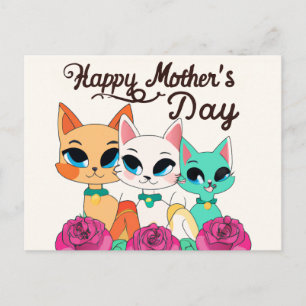 Three Cats "Happy Mothers Day" Postcard