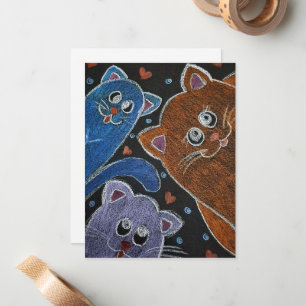 Three cats illustration card