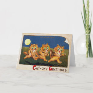 Three Cats in a Hurry, Louis Wain Card