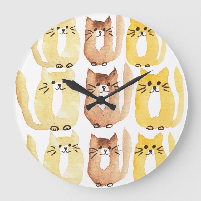 Three Cats Large Clock (Front)