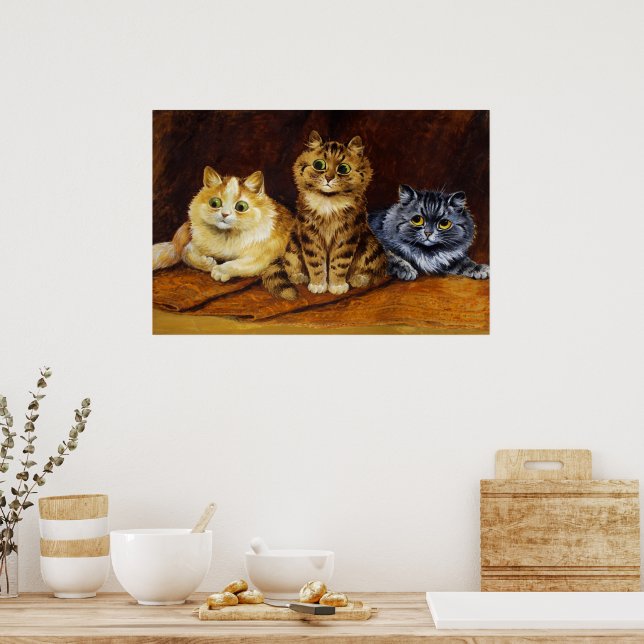 Three Cats on a Persian Rug by Louis Wain Poster (Kitchen)