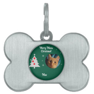 Three Cats Photos, Personalized Christmas Pet ID Tag