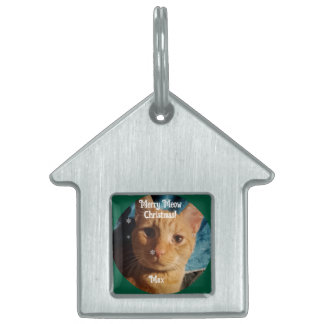 Three Cats Photos, Personalized Christmas Pet ID Tag